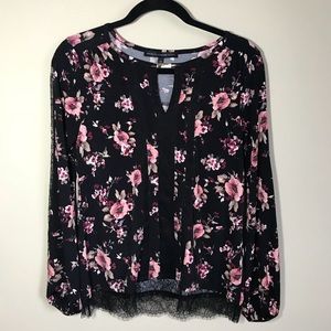 White House Black Market Floral Lace Top Sz XS